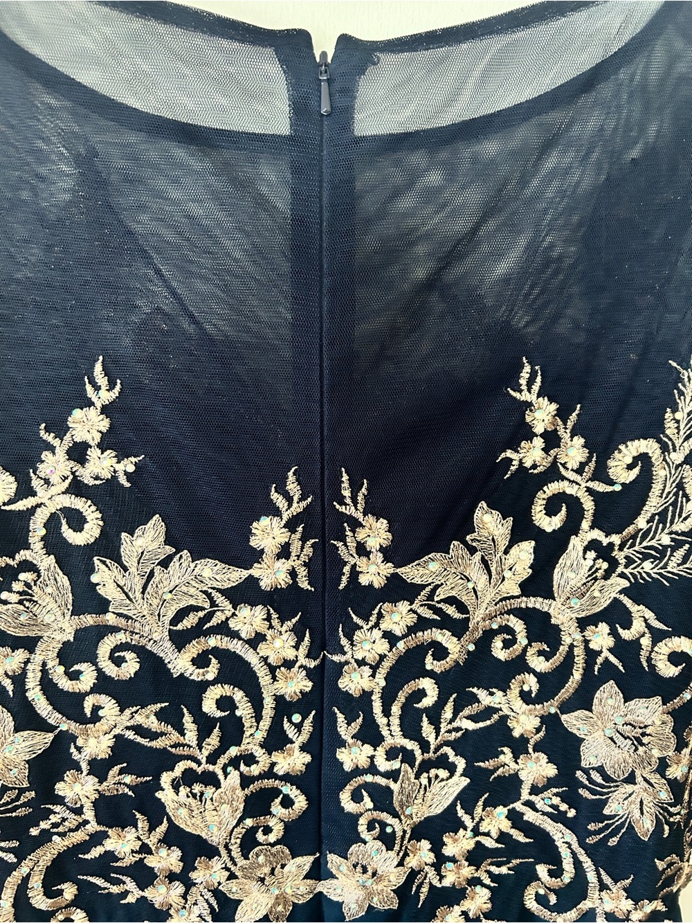 Betsy and Adam Navy Floral Embroidered A-Line Maxi Dress - Picture 9 of 11